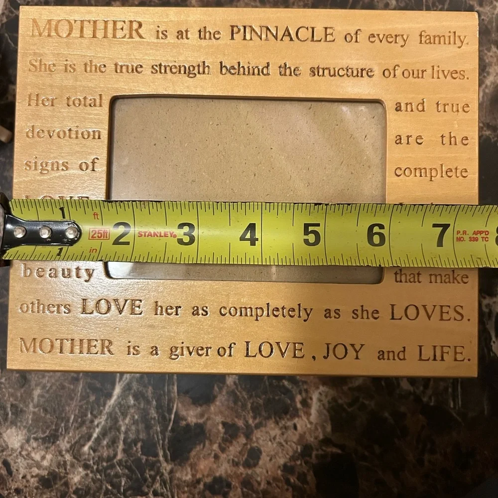 Engraved wooden picture frame,  Jewelry box combo with  Mother themed text